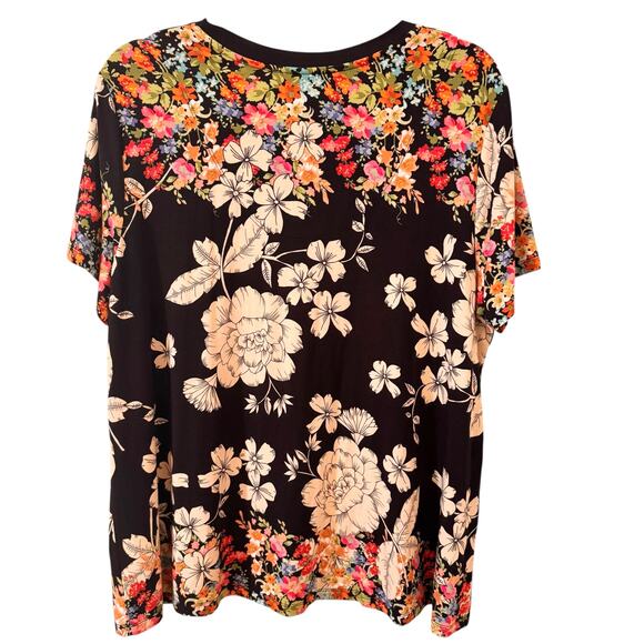 Johnny Was The Redland Favorite Short Sleeve V-Neck Swing Tee Multi Floral Sz XL - Picture 8 of 11